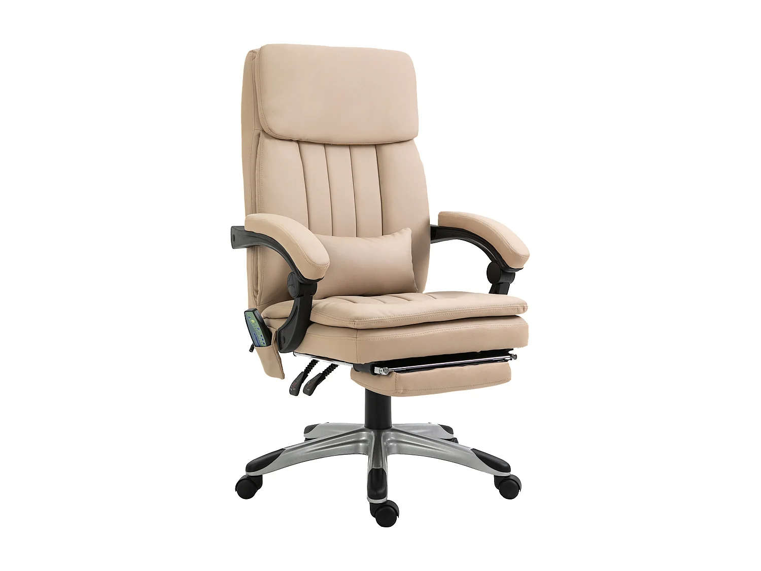 Vinsetto Fauteuil de bureau direction massant hauteur réglable dossier inclinable repose-pied coussin lombaires revêtement synthétique beige
