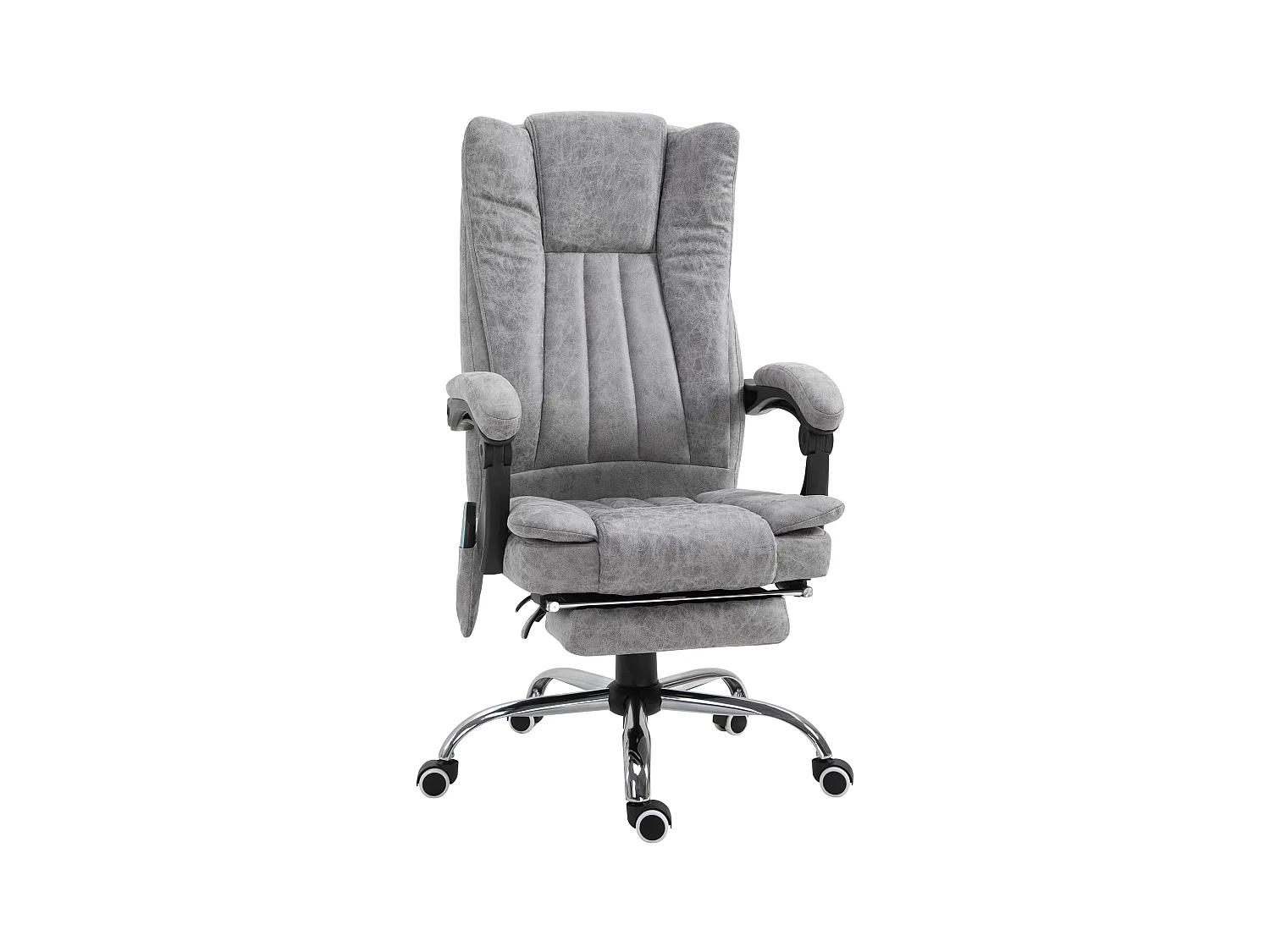 Fauteuil de bureau direction massant chauffant hauteur réglable dossier inclinable repose-pied revêtement synthétique gris
