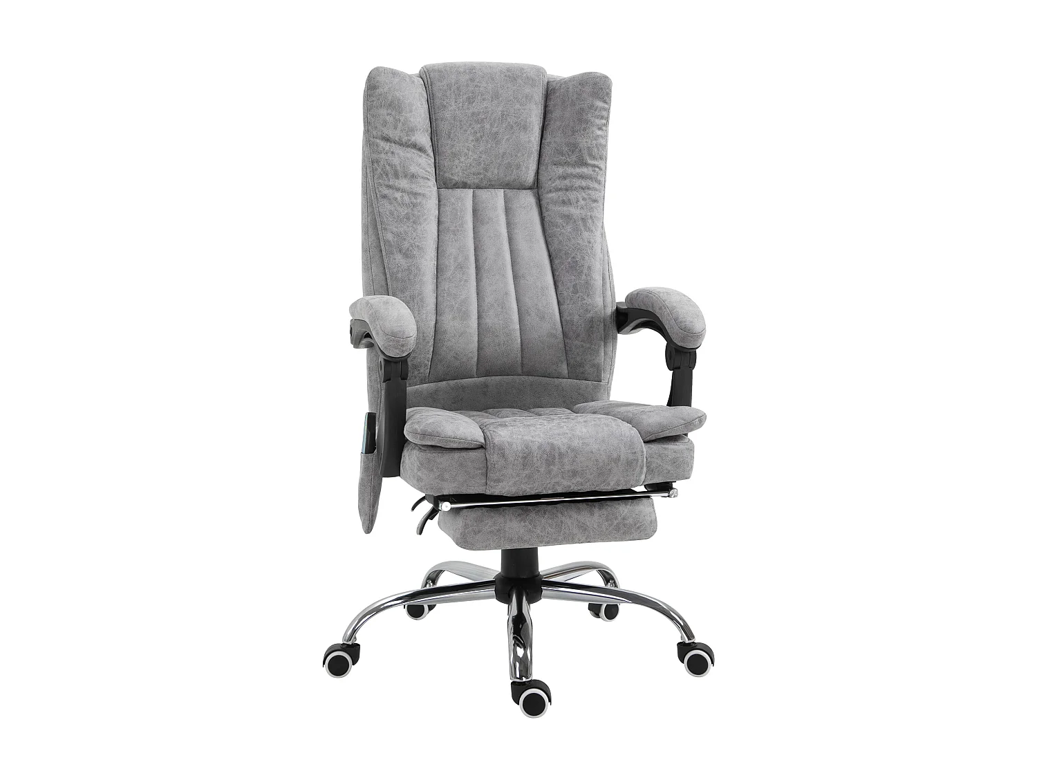 Fauteuil de bureau direction massant chauffant hauteur réglable dossier inclinable repose-pied revêtement synthétique gris