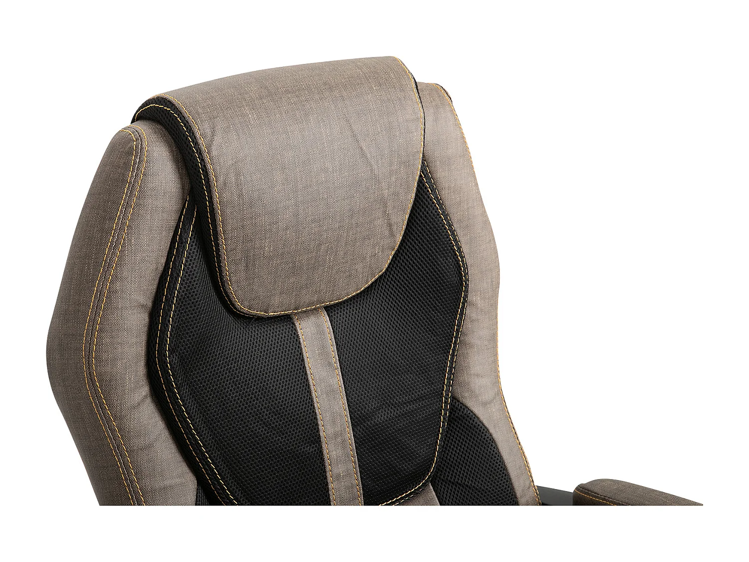 HOMCOM Fauteuil de bureau manager massant hauteur réglable pivotant 360° polyester PU gris brun surpiqûre orange