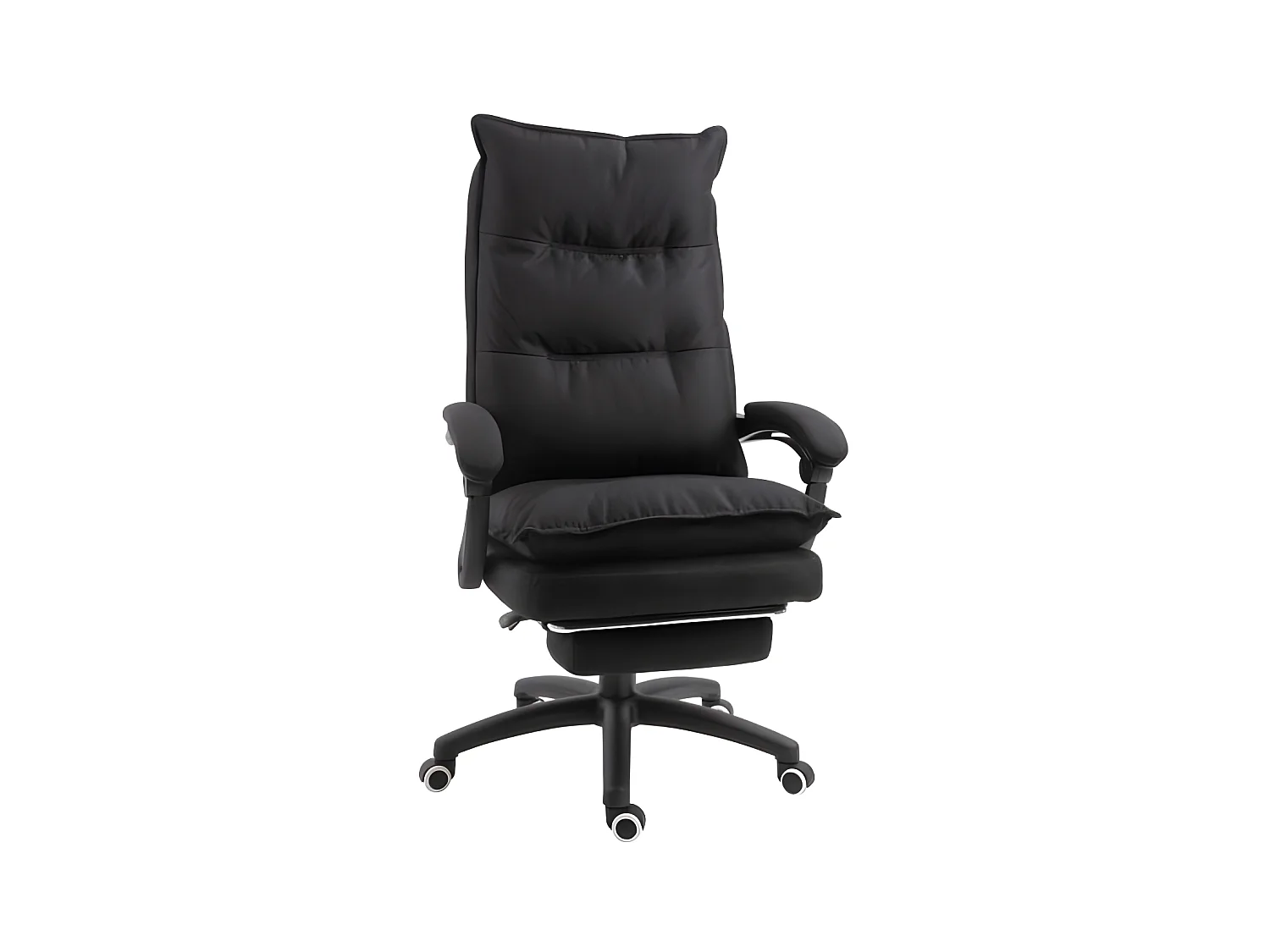 Fauteuil de bureau direction massant hauteur réglable dossier inclinable repose-pied intégré toile de lin noir