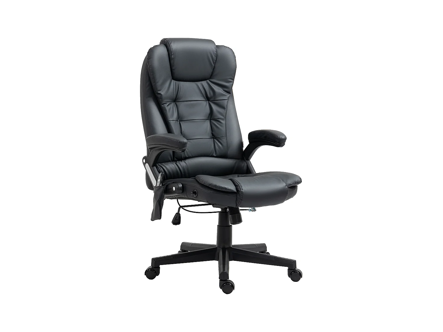 Fauteuil de bureau direction pivotant massant chauffant électrique revêtement synthétique noir