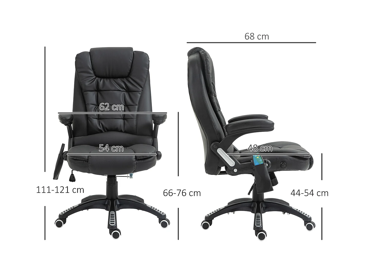 Fauteuil de bureau direction pivotant massant chauffant électrique revêtement synthétique noir