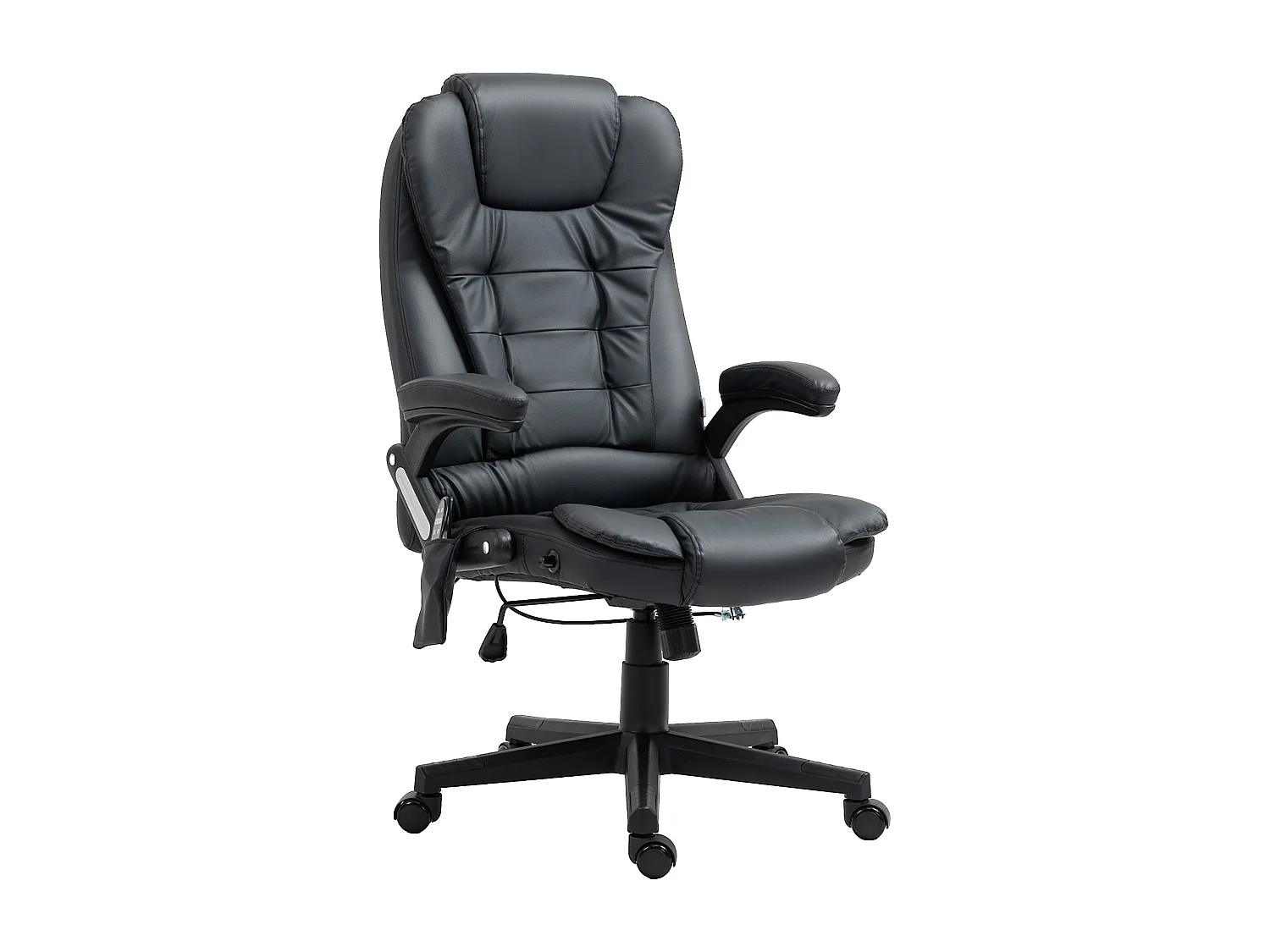 Fauteuil de bureau direction pivotant massant chauffant électrique revêtement synthétique noir