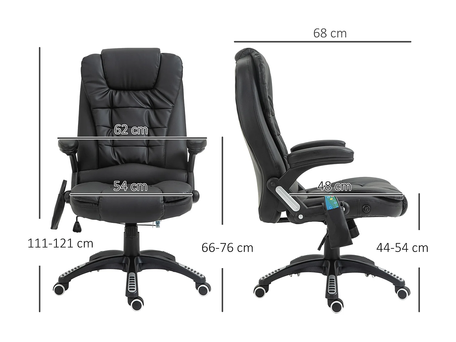 Fauteuil de bureau direction pivotant massant chauffant électrique revêtement synthétique noir