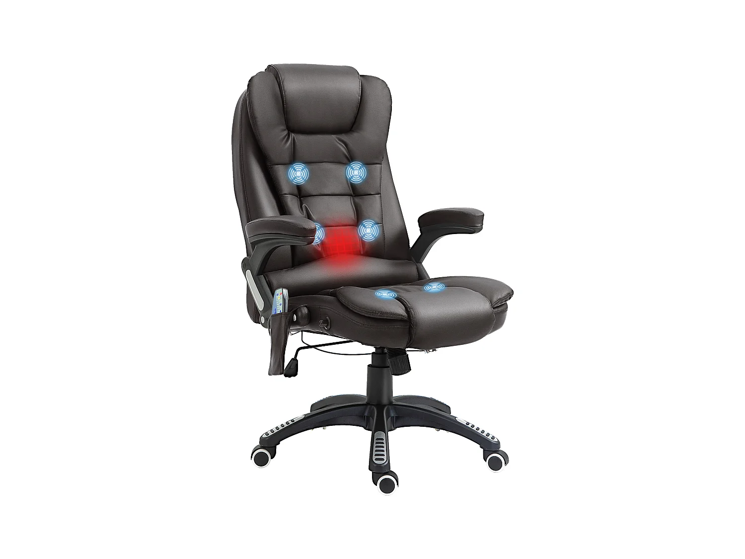 Fauteuil de bureau direction pivotant massant chauffant électrique revêtement synthétique chocolat