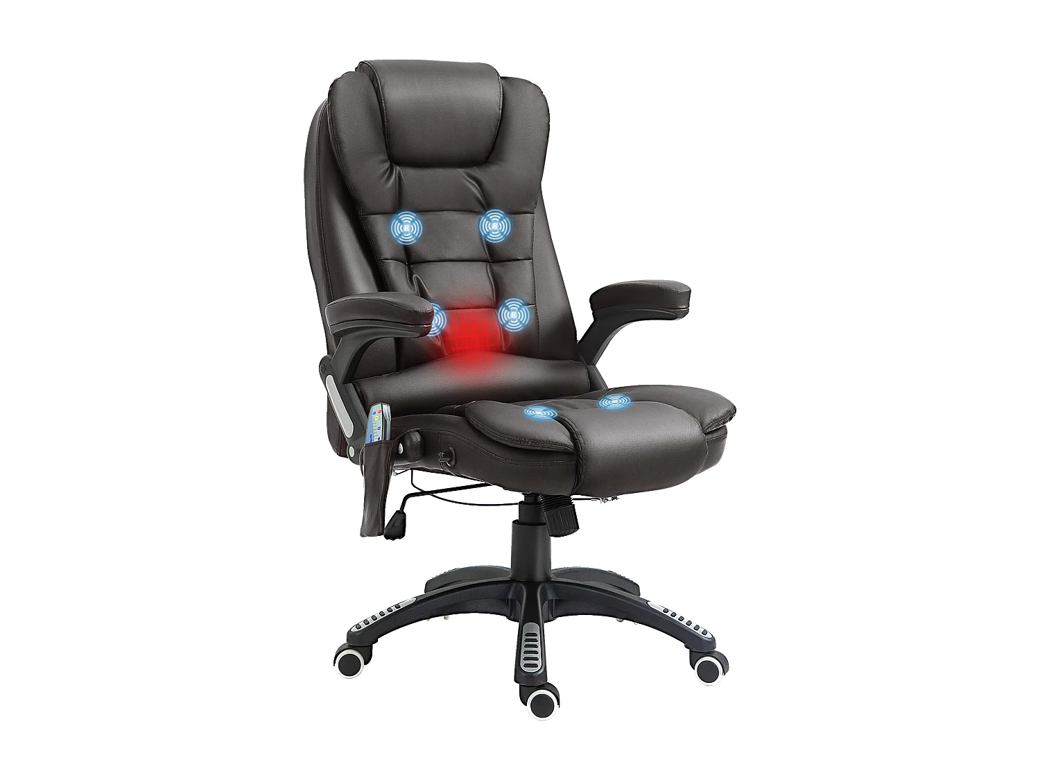 Fauteuil de bureau direction pivotant massant chauffant électrique revêtement synthétique chocolat