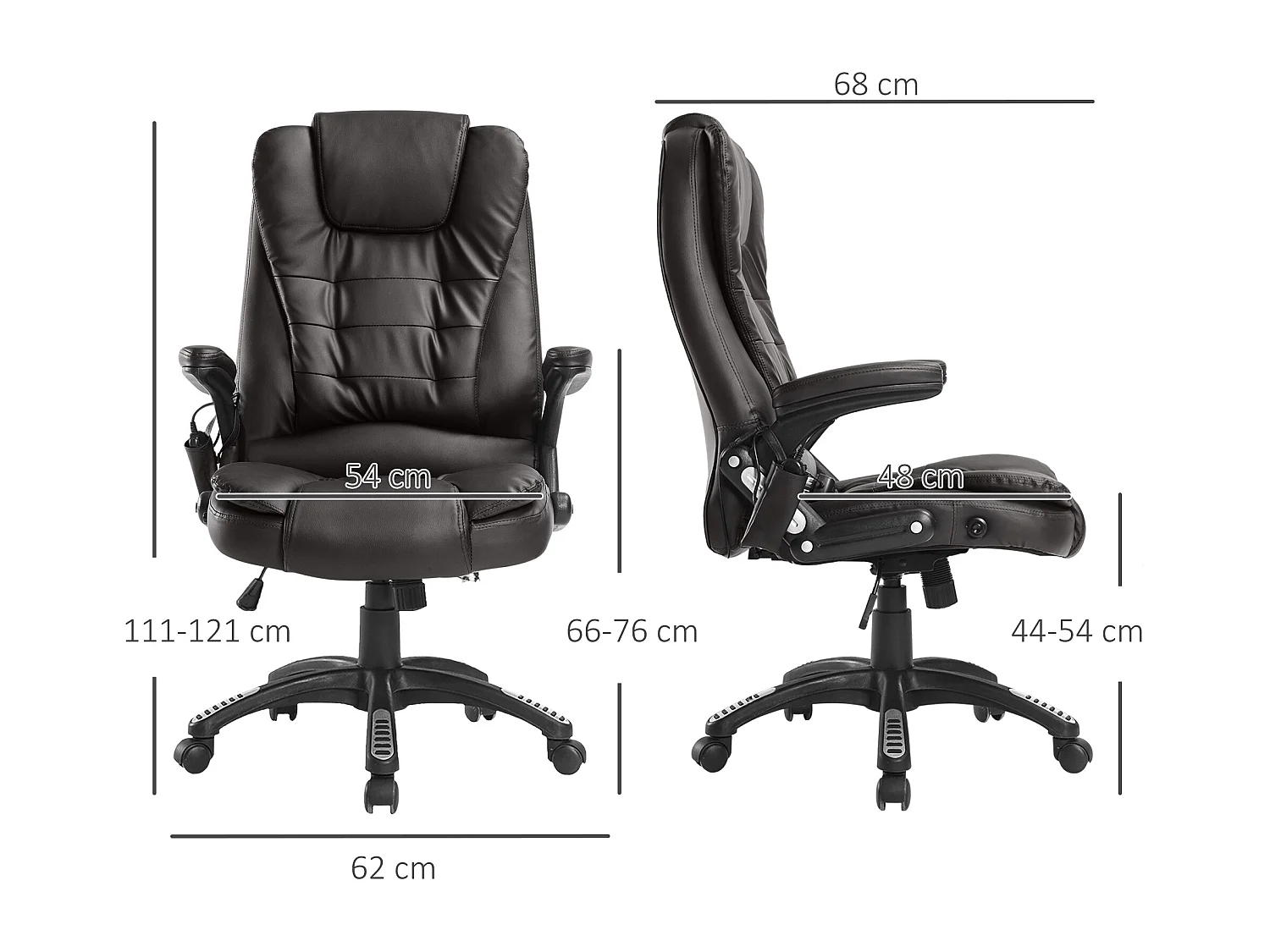 Fauteuil de bureau direction pivotant massant chauffant électrique revêtement synthétique chocolat