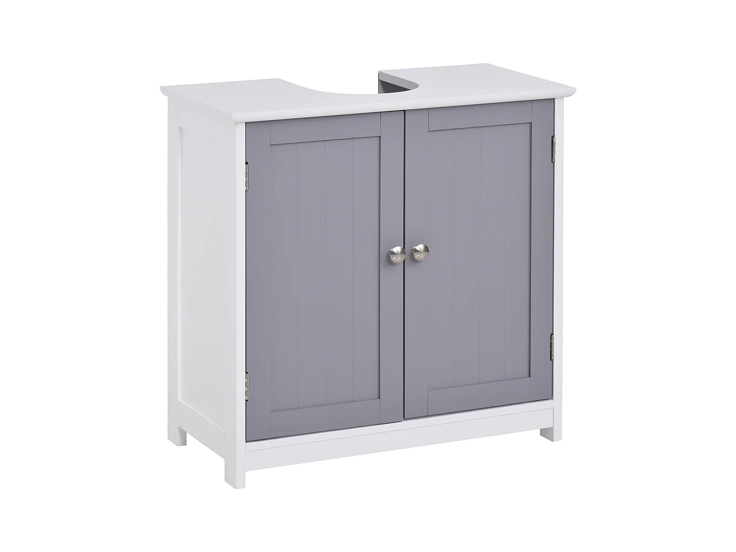 Meuble salle de bain - meuble sous-vasque - placard 2 portes avec étagère - dim. 60L x 30l x 60H cm - MDF gris blanc