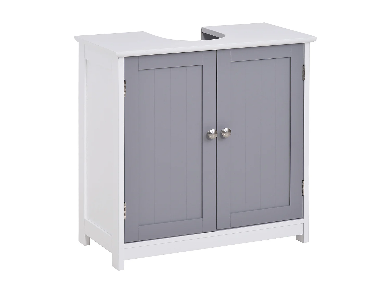 Meuble salle de bain - meuble sous-vasque - placard 2 portes avec étagère - dim. 60L x 30l x 60H cm - MDF gris blanc