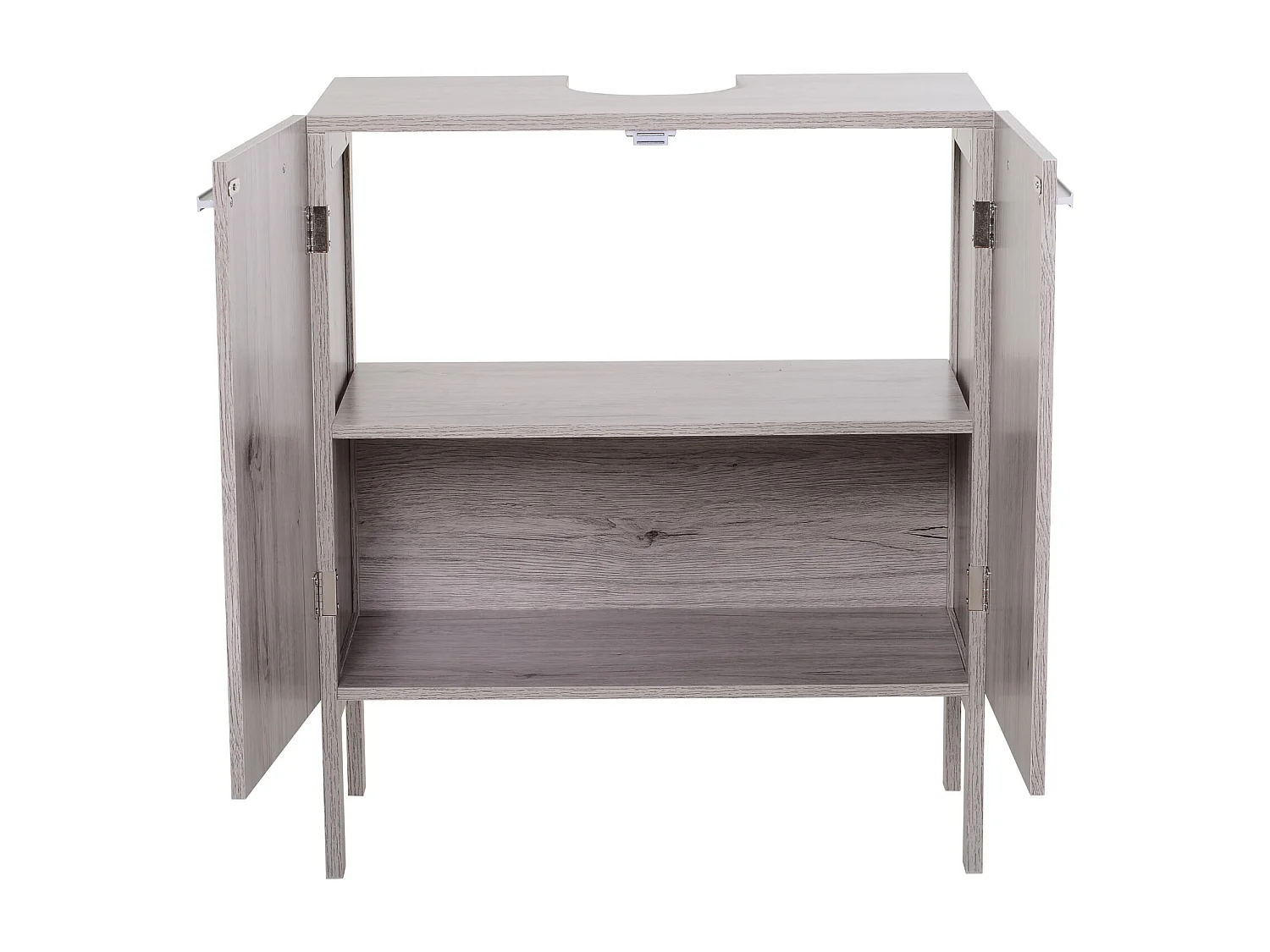 Meuble salle de bain - meuble sous-vasque - placard 2 portes avec étagère - dim. 60L x 30l x 70H cm - MDF imitation bois gris