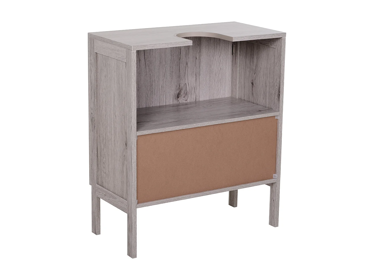 Meuble salle de bain - meuble sous-vasque - placard 2 portes avec étagère - dim. 60L x 30l x 70H cm - MDF imitation bois gris