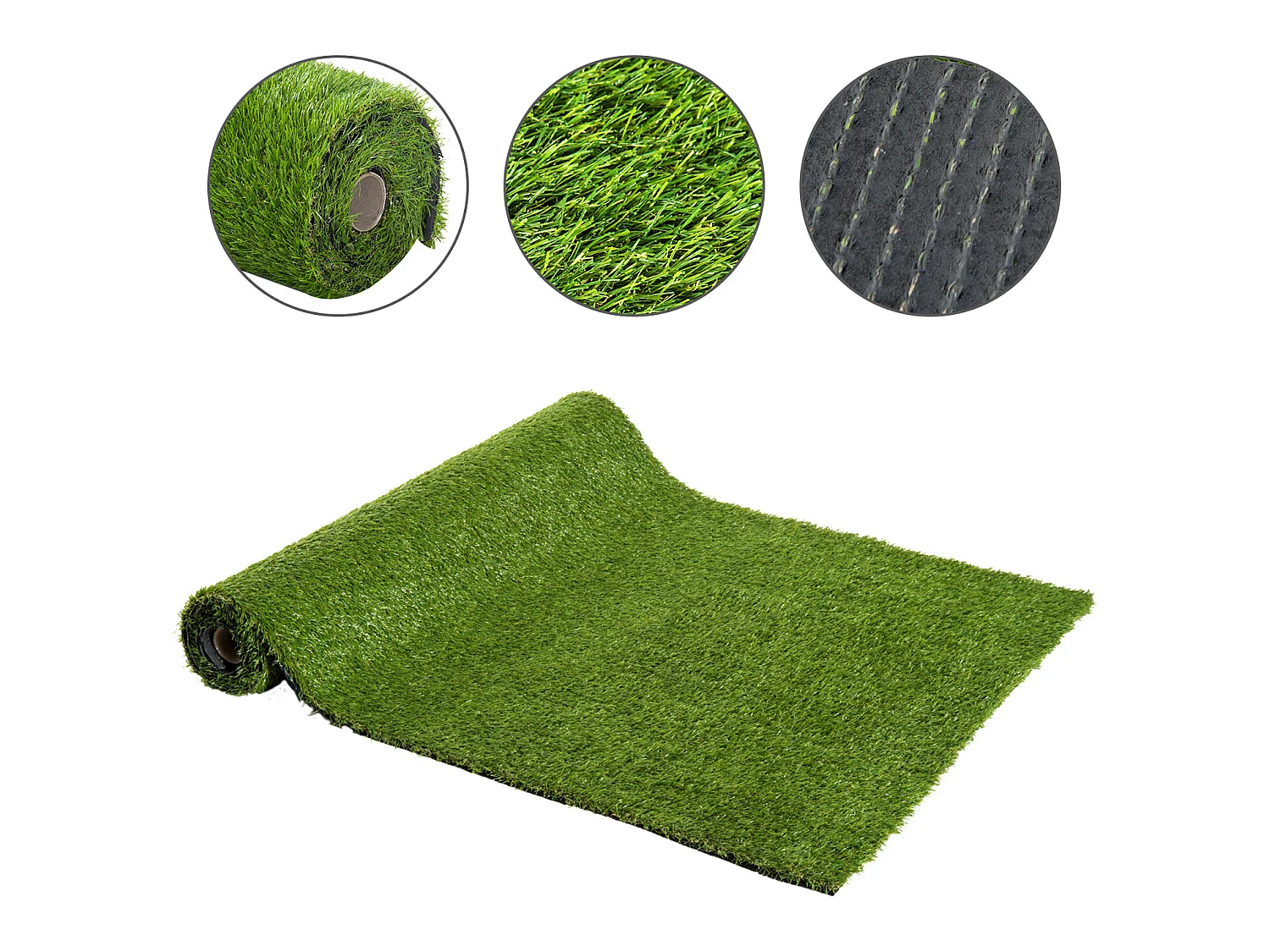 Gazon synthétique artificiel moquette extérieure intérieure 3L x 1l m herbes hautes denses 2,5 cm vert