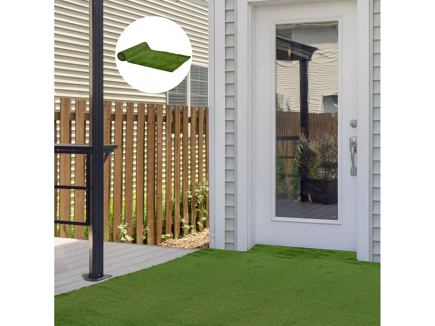 Gazon synthétique artificiel moquette extérieure dim. 4L x 1l m herbes hautes denses 3 cm vert