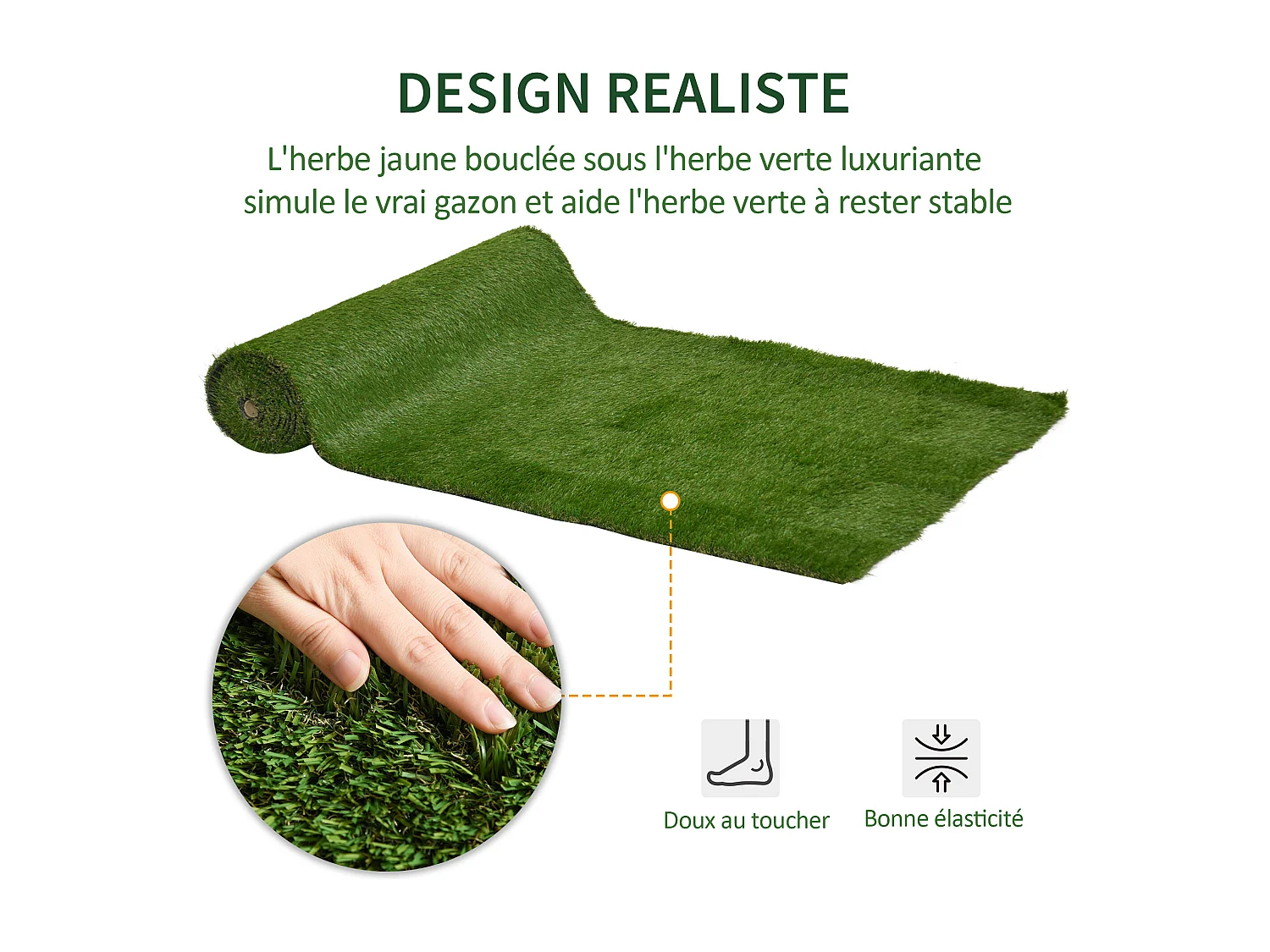Gazon synthétique artificiel moquette extérieure dim. 4L x 1l m herbes hautes denses 3 cm vert