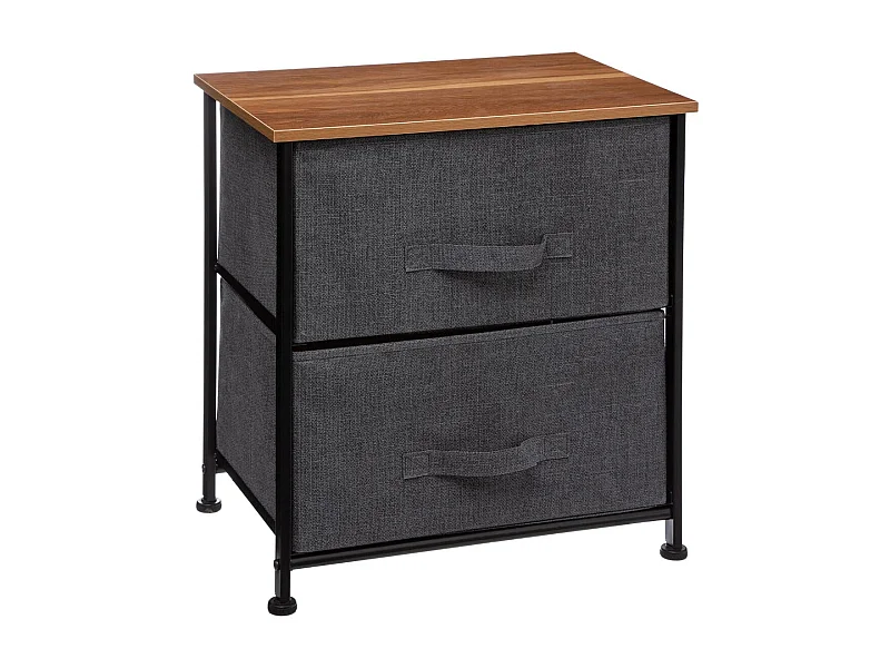 Mesa de cabeceira Tissa 2 gavetas moderna carvalho claro cinza escuro aço 41x51 cm