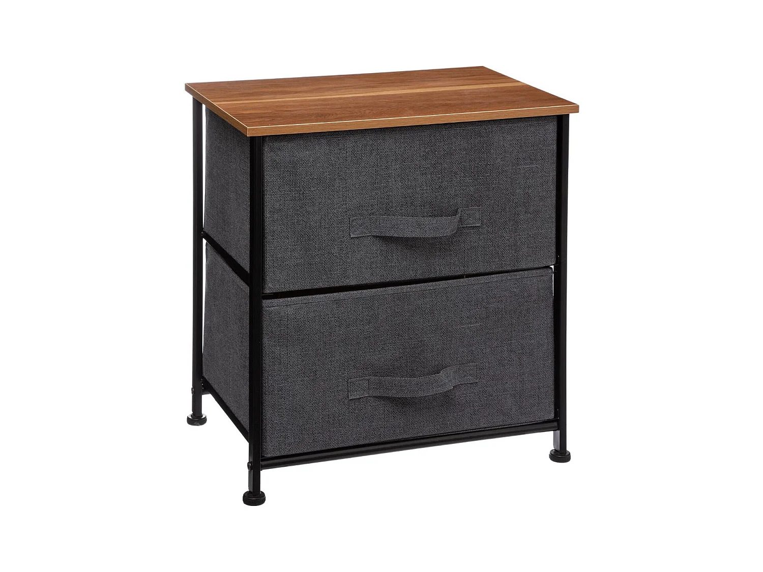 Table d'appoint Table de Chevet 2 tiroirs Gris foncé H 51 cm