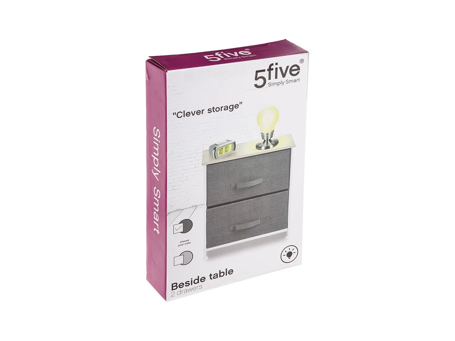 Table d'appoint Table de Chevet 2 tiroirs Gris foncé H 51 cm