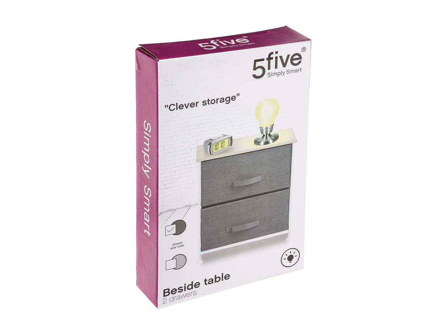 Table d'appoint Table de Chevet 2 tiroirs Gris foncé H 51 cm