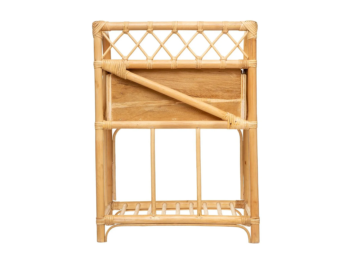 Table d'appoint Table de Chevet 1 Tiroir en Rotin et Bambou H 60 cm