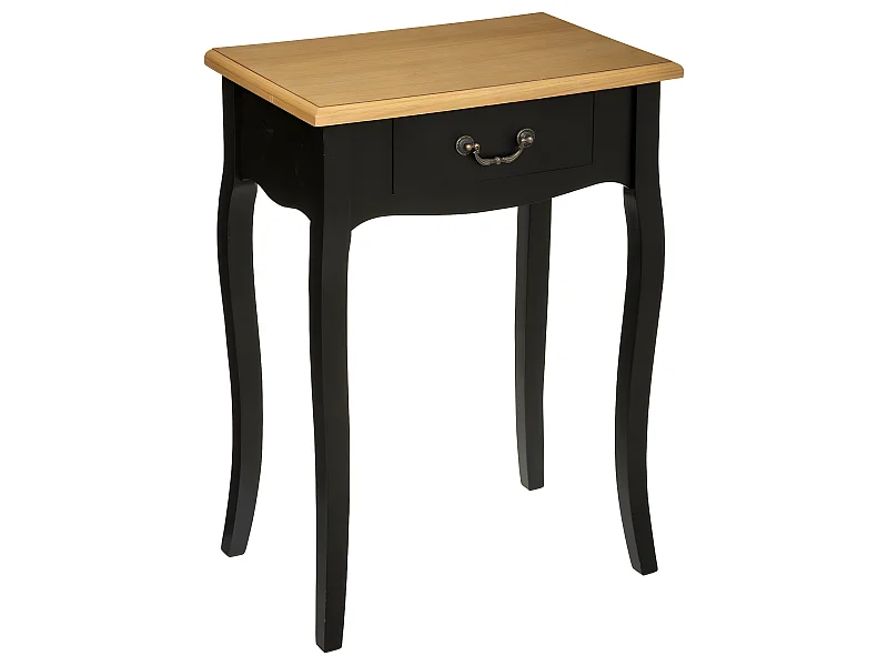 Table d'appoint Table de chevet 1 Tiroir en Bois Noir et Naturel