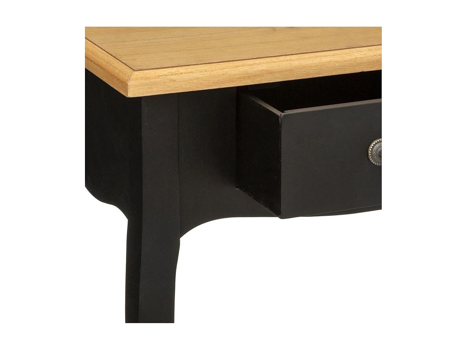 Table d'appoint Table de chevet 1 Tiroir en Bois Noir et Naturel
