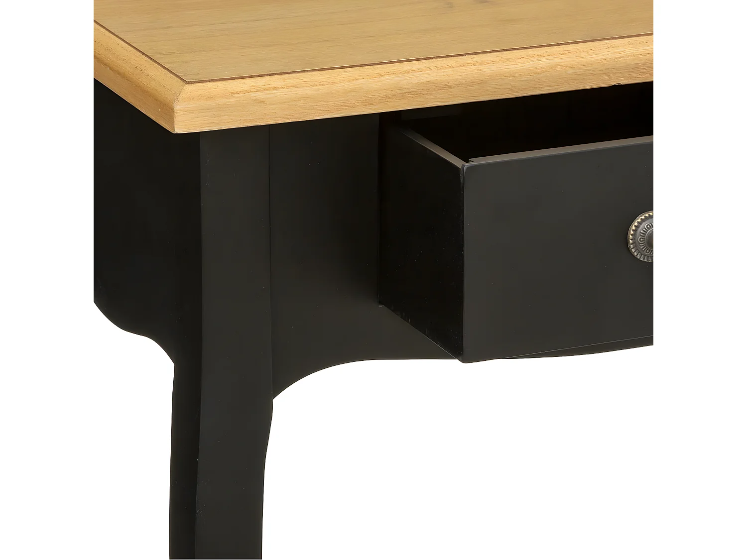 Table d'appoint Table de chevet 1 Tiroir en Bois Noir et Naturel