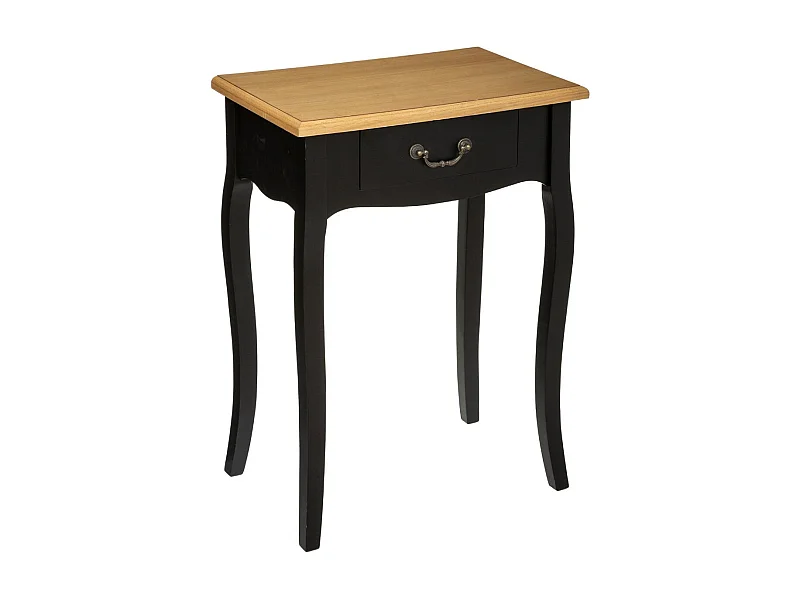 Table d'appoint Table de chevet 1 Tiroir en Bois Noir et Naturel