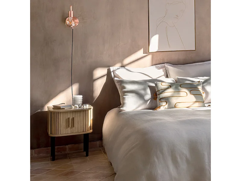 Table de chevet 2 portes Colva - Beige