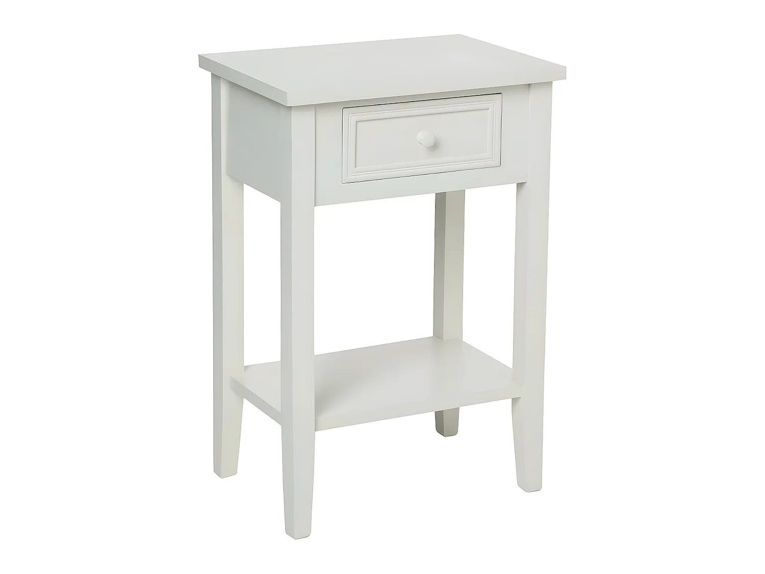Table d'appoint Table de chevet en bois blanc 1 tiroir H 67 cm