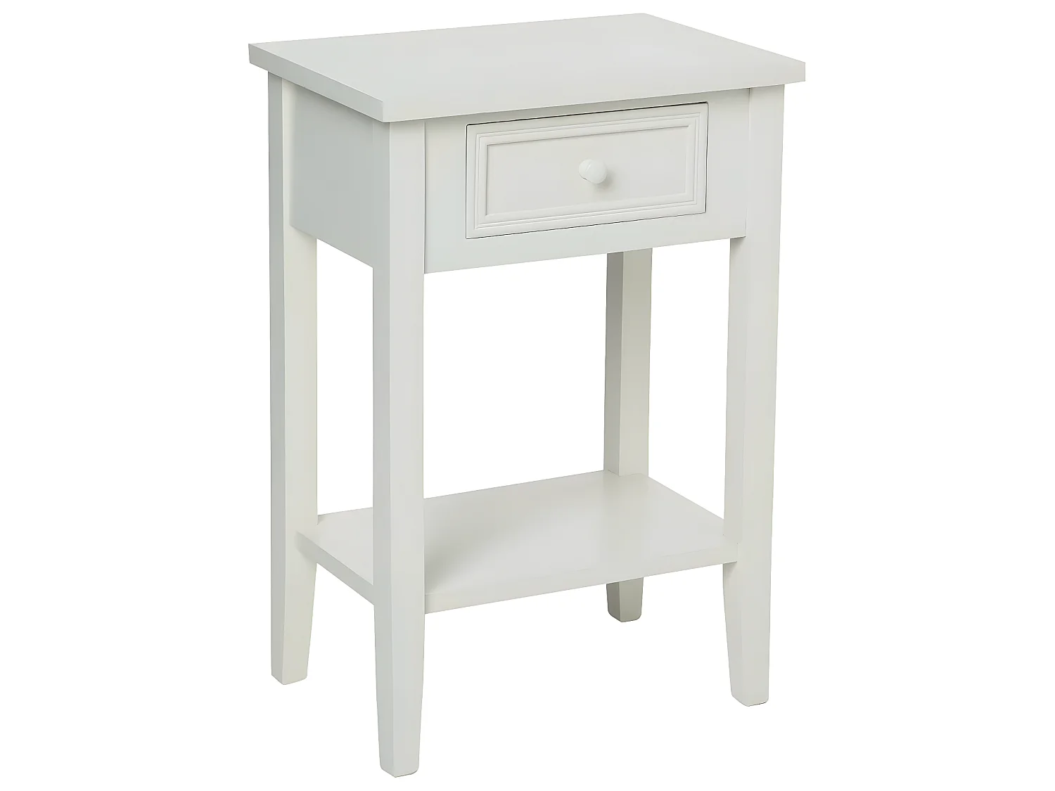 Table d'appoint Table de chevet en bois blanc 1 tiroir H 67 cm