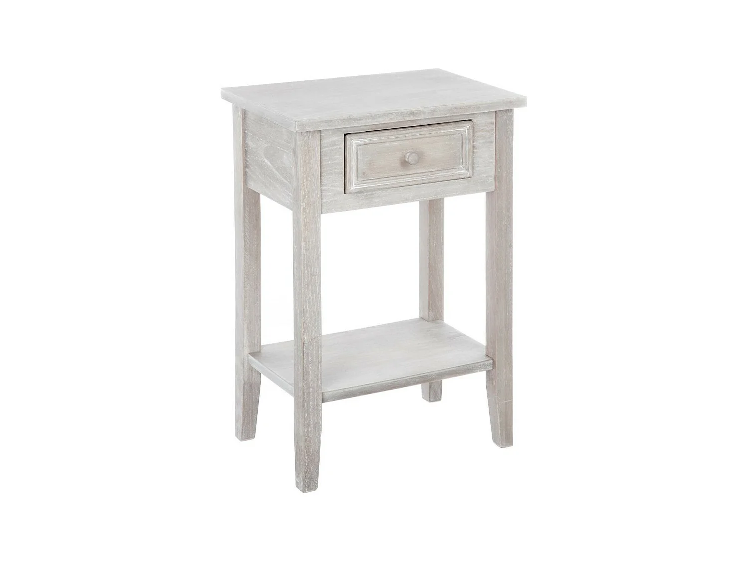 Table d'appoint Table de chevet en bois effet blanchi 1 tiroir H 67 cm