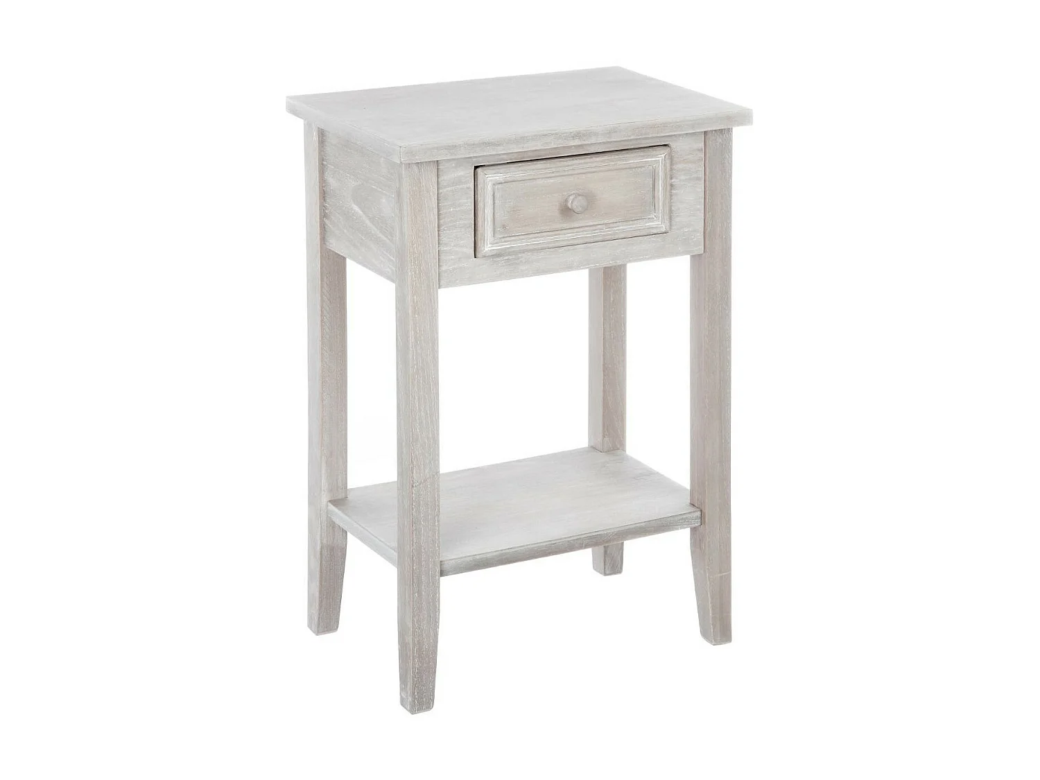 Table d'appoint Table de chevet en bois effet blanchi 1 tiroir H 67 cm