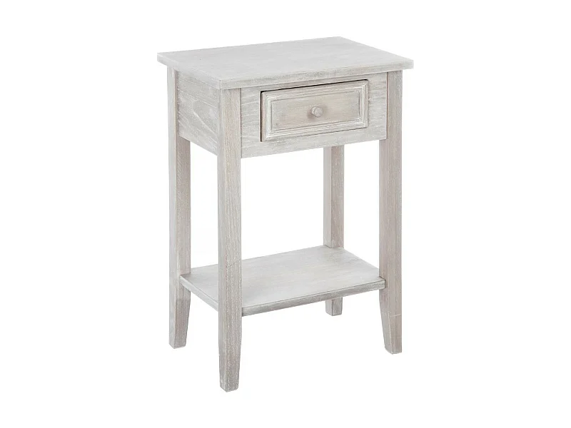 Table d'appoint Table de chevet en bois effet blanchi 1 tiroir H 67 cm