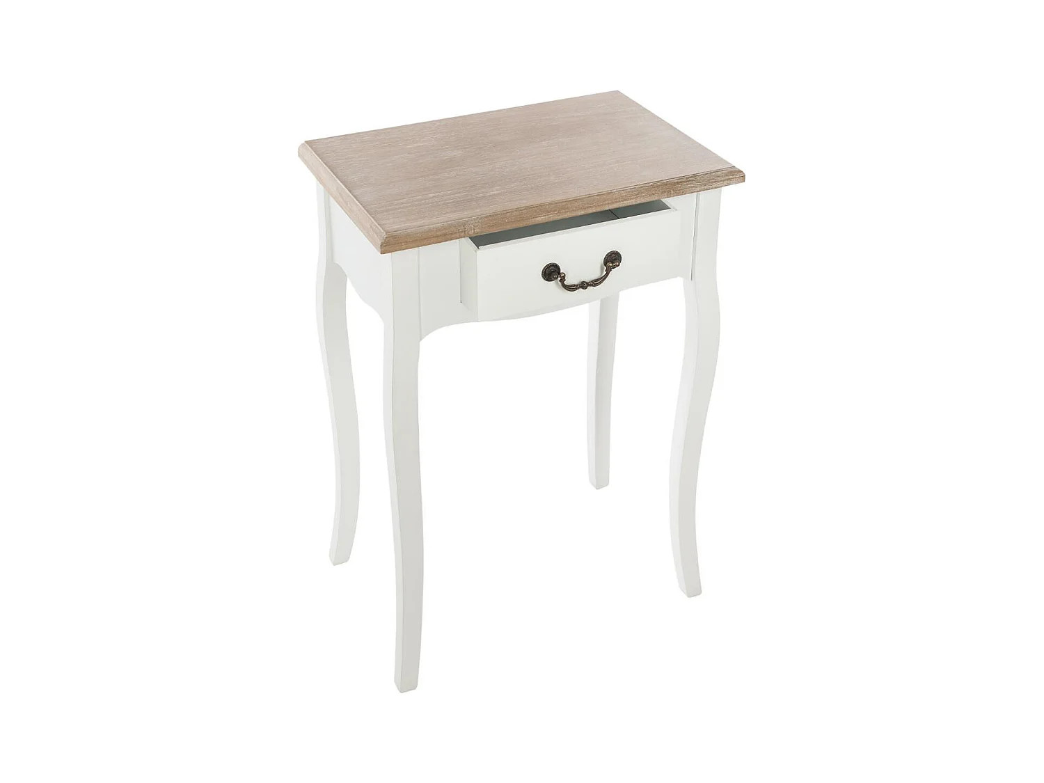 Table d'appoint Table de chevet en bois naturel et blanc 1 tiroir  H 65 cm