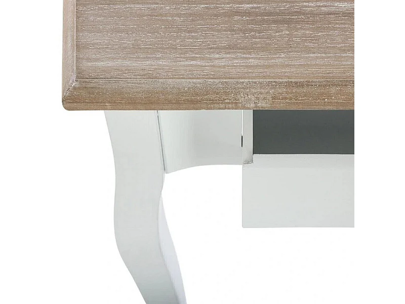 Table d'appoint Table de chevet en bois naturel et blanc 1 tiroir  H 65 cm