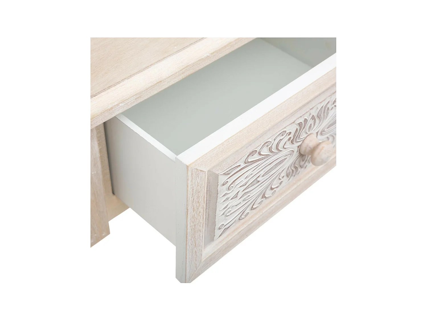 Table d'appoint Table de chevet en bois blanchi 1 tiroir H 67 cm