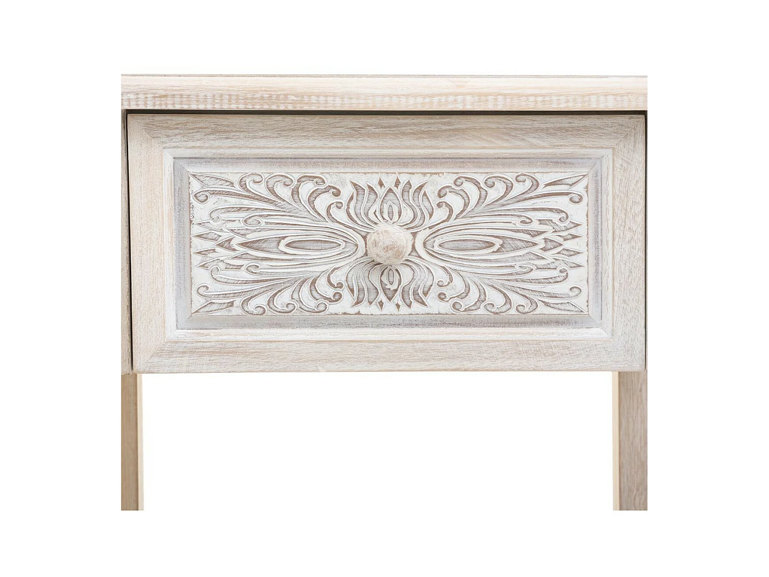 Table d'appoint Table de chevet en bois blanchi 1 tiroir H 67 cm