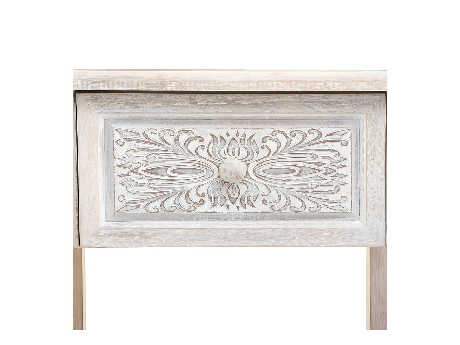 Table d'appoint Table de chevet en bois blanchi 1 tiroir H 67 cm