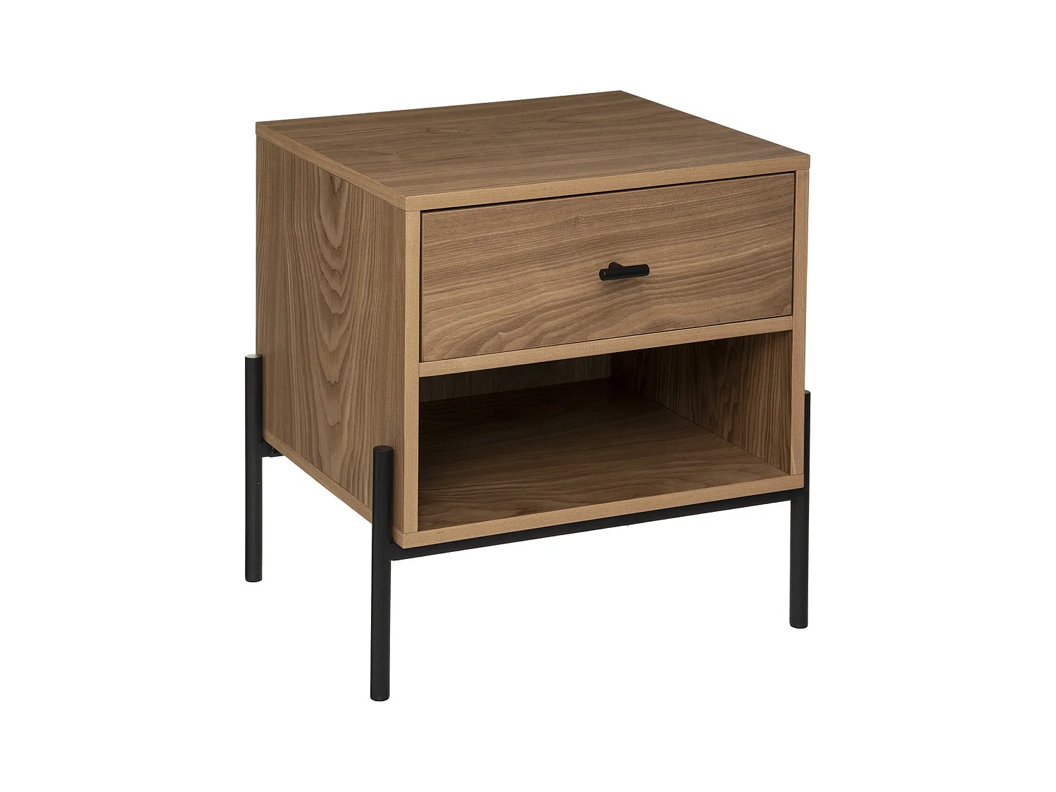 Table de chevet 1 Tiroir en Bois et Métal Noir H 52.5 cm
