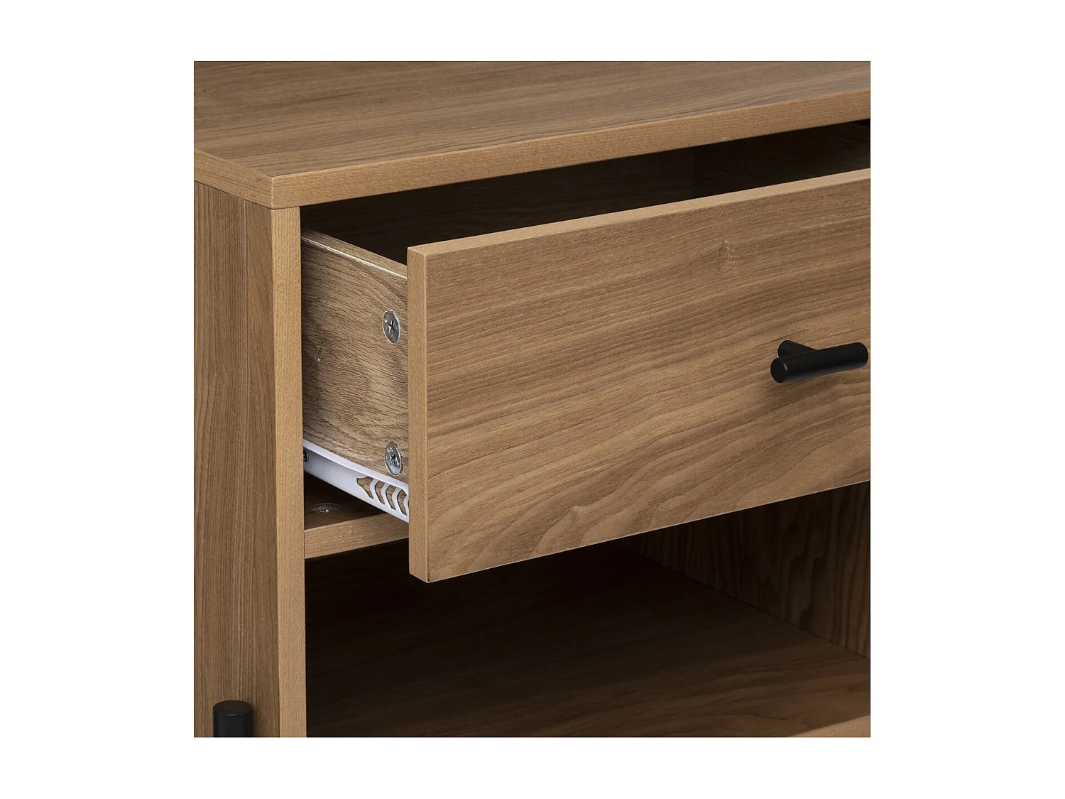 Table de chevet 1 Tiroir en Bois et Métal Noir H 52.5 cm