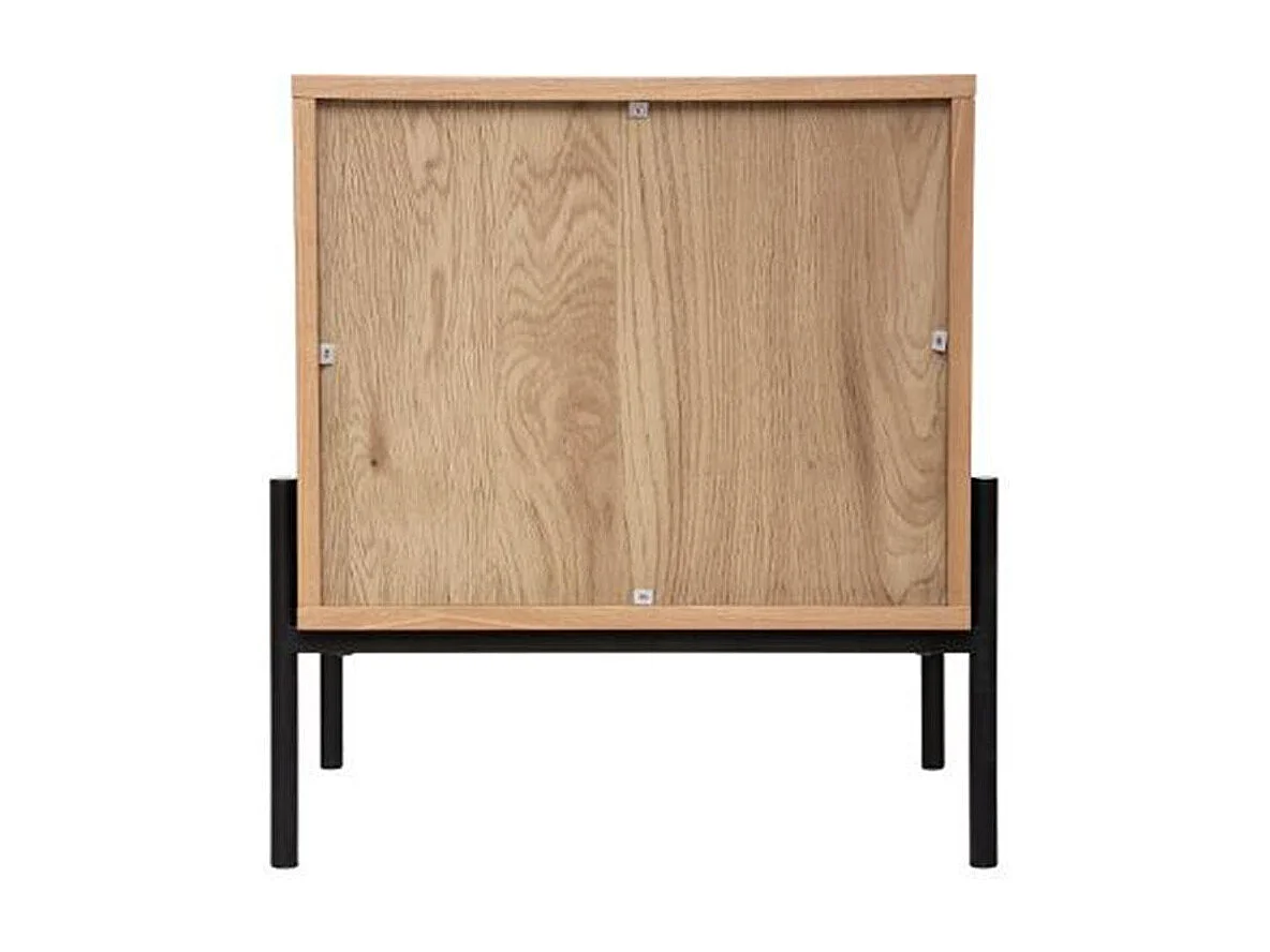 Table de chevet 1 Tiroir en Bois et Métal Noir H 52.5 cm