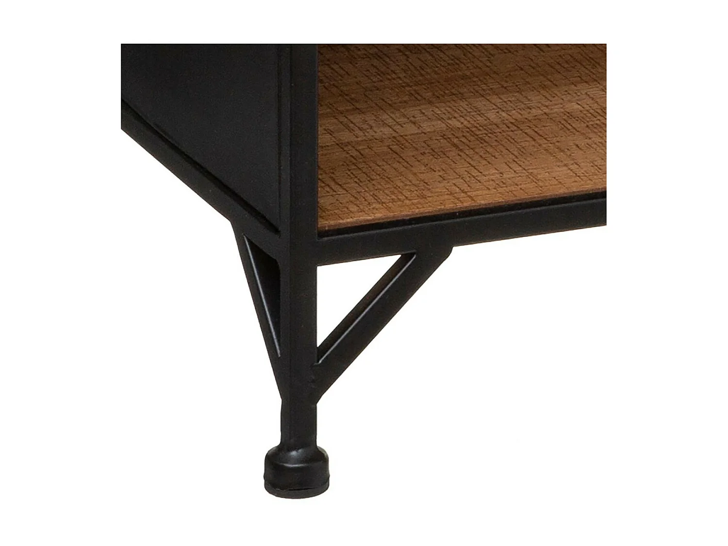 Table d'appoint Table de Chevet 1 Tiroir et 2 étagères en Métal noir industriel et Bois H 63.5 cm