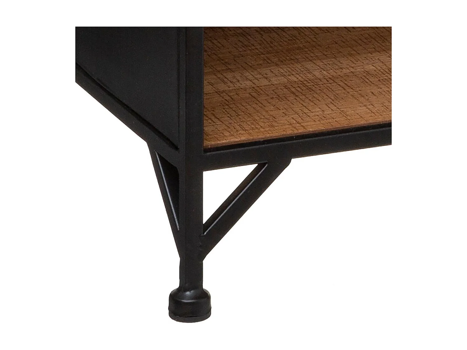 Table d'appoint Table de Chevet 1 Tiroir et 2 étagères en Métal noir industriel et Bois H 63.5 cm