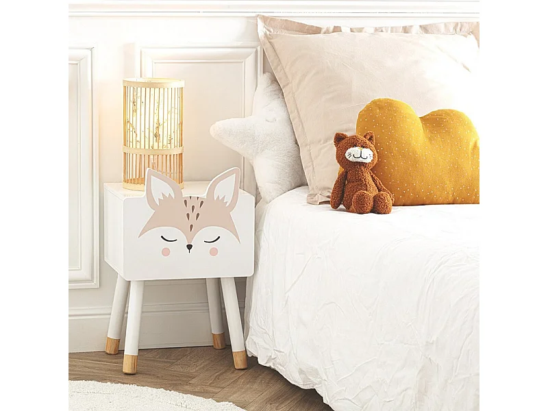 Table de chevet Renard en Bois H 53 cm pour Chambre d'enfant