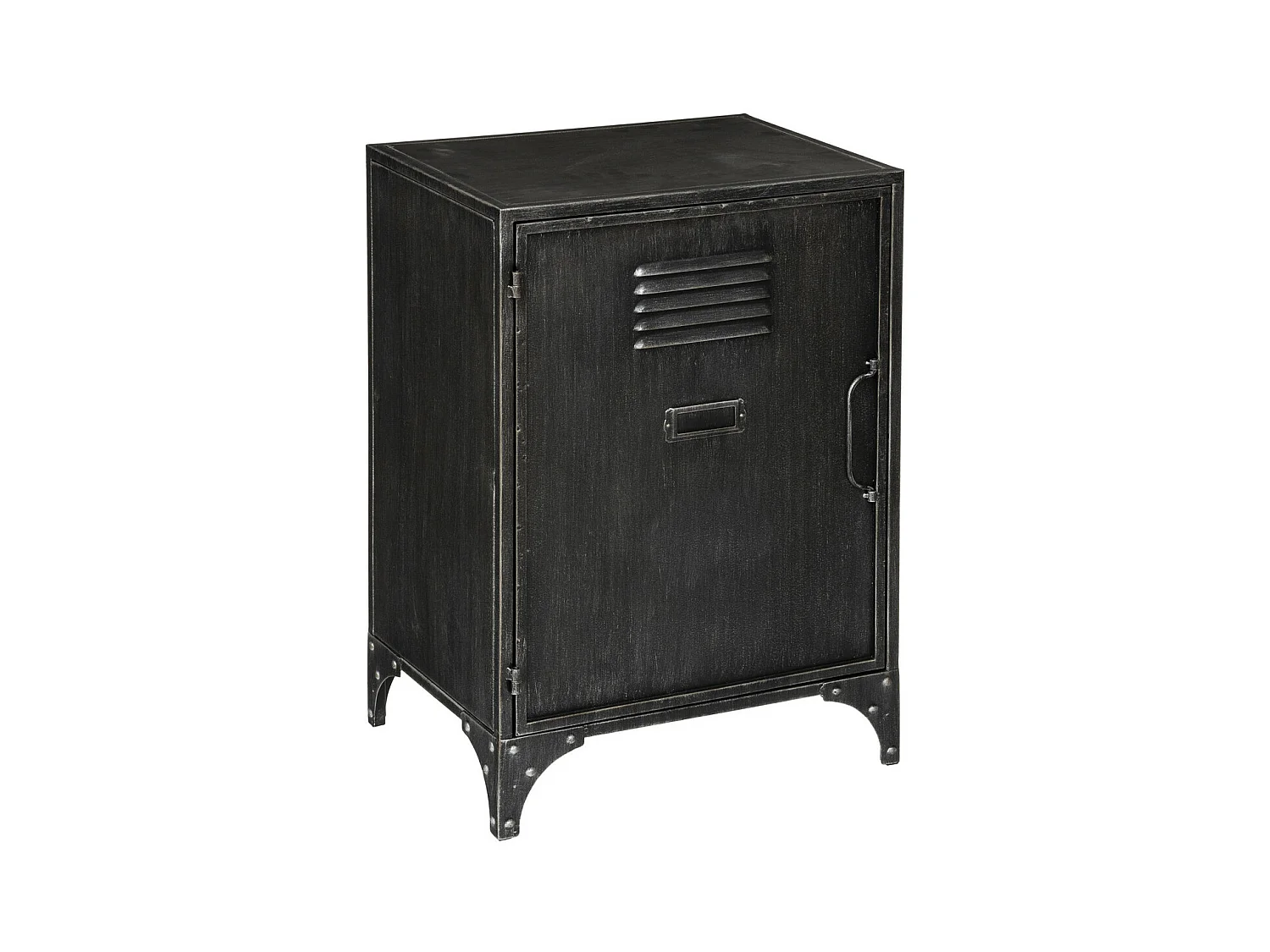 Table d'appoint Table de Chevet 1 Porte et 1 étagère en Métal Noir industriel H 58.3 cm