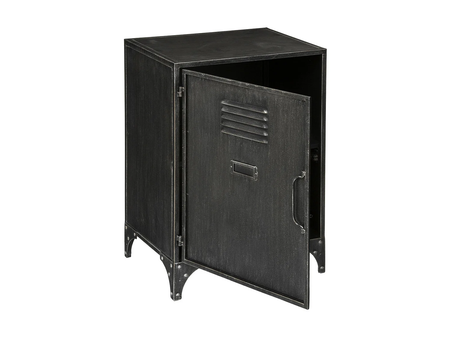 Table d'appoint Table de Chevet 1 Porte et 1 étagère en Métal Noir industriel H 58.3 cm