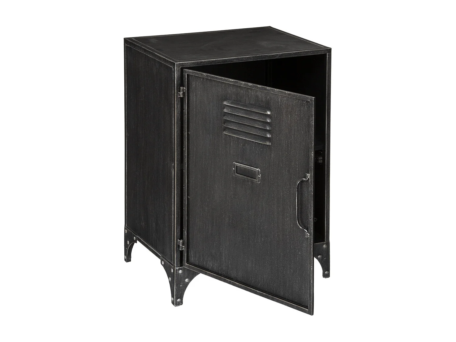 Table d'appoint Table de Chevet 1 Porte et 1 étagère en Métal Noir industriel H 58.3 cm