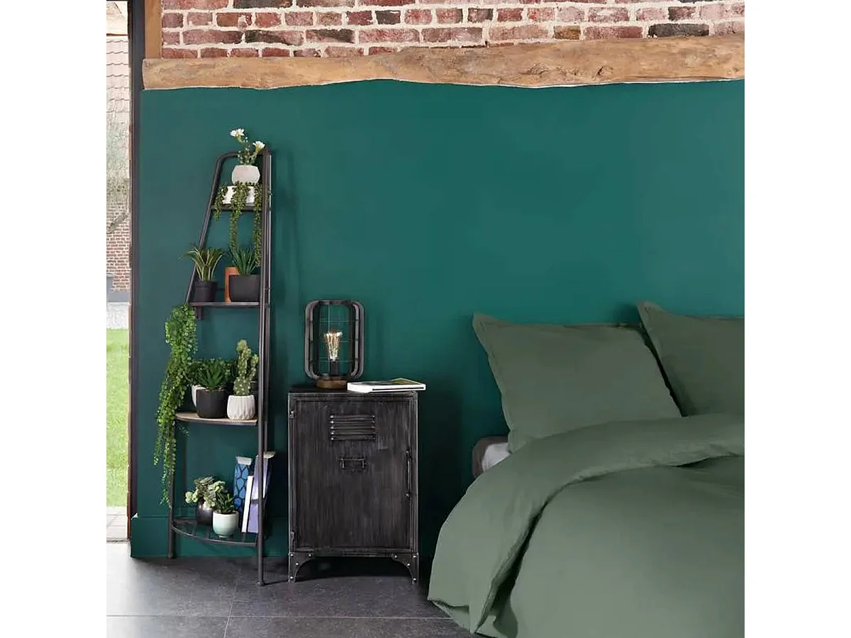 Table d'appoint Table de Chevet 1 Porte et 1 étagère en Métal Noir industriel H 58.3 cm