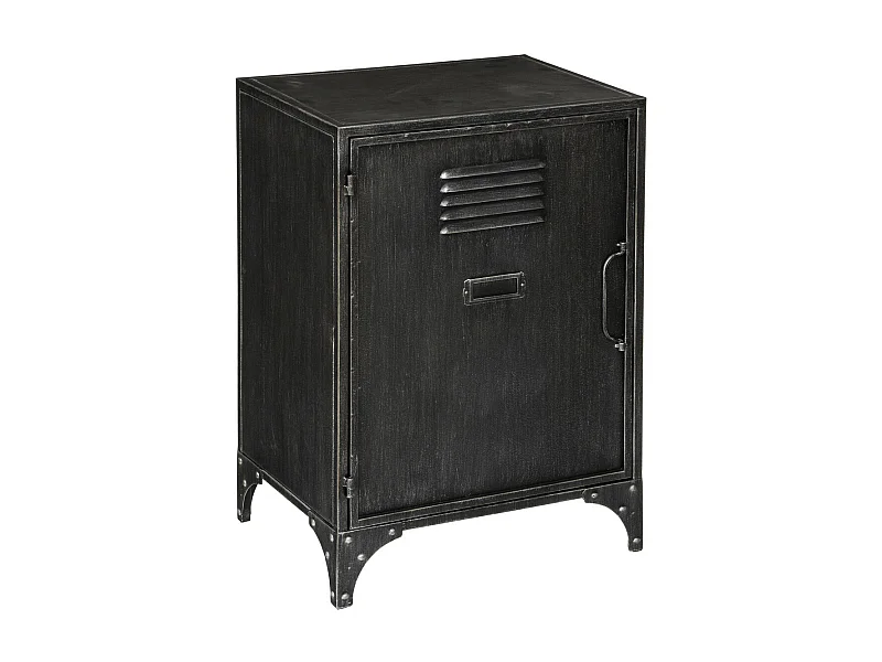 Table d'appoint Table de Chevet 1 Porte et 1 étagère en Métal Noir industriel H 58.3 cm